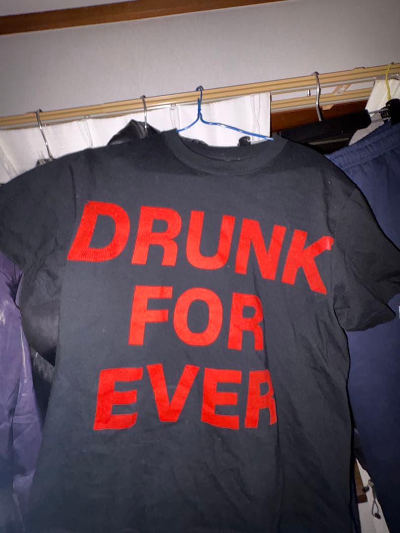 DRUNK FOR EVER Tシャツ 赤 s fti punkandyo