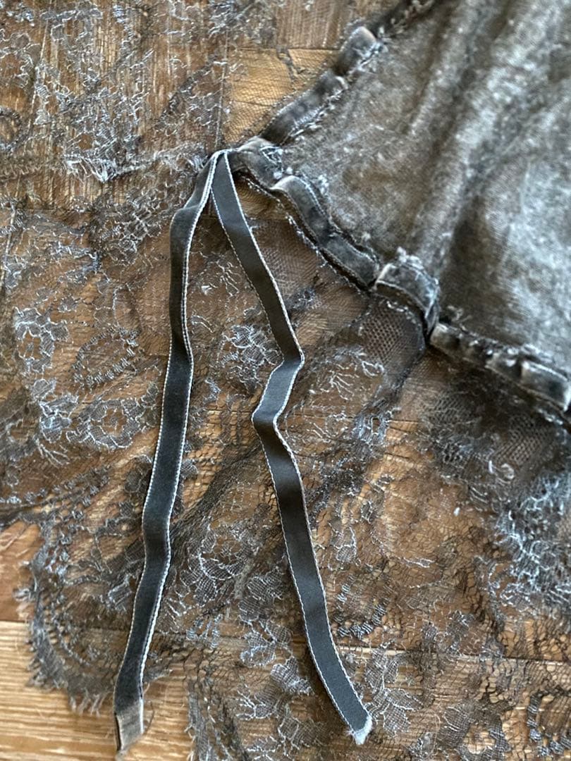 Faliero Sarti グレーストール　レース付き　カシミヤ32%