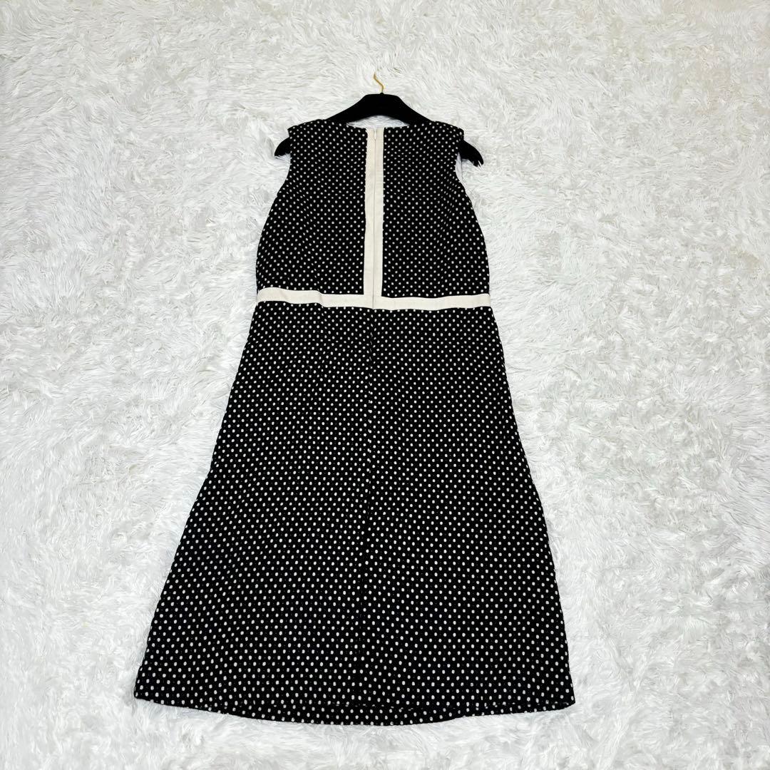 美品✨アトリエナルセ ドット ウール 毛 カシミヤ混 ワンピース モノトーン