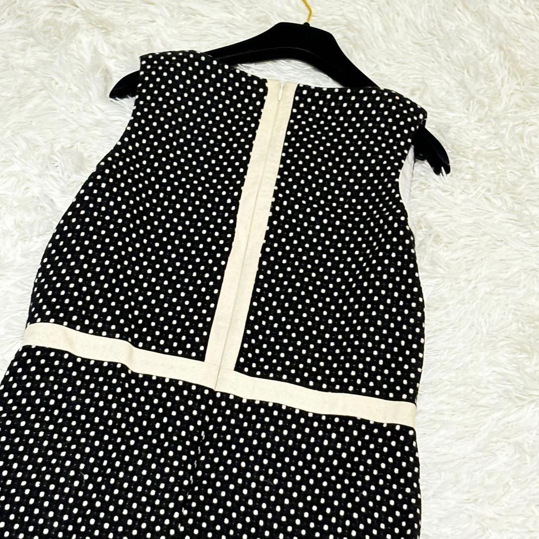 美品✨アトリエナルセ ドット ウール 毛 カシミヤ混 ワンピース モノトーン