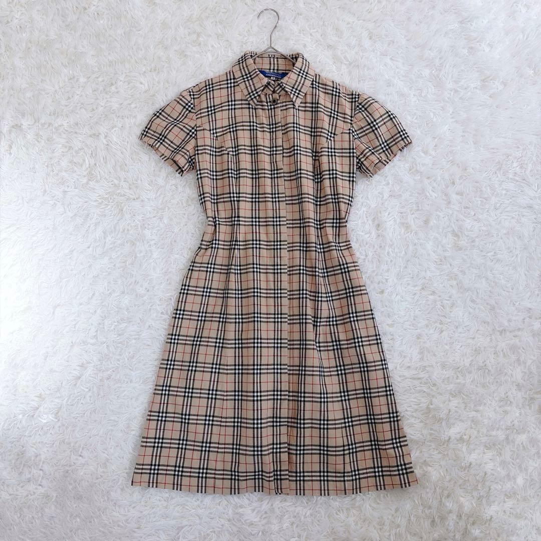 BURBERRY ノバチェック 半袖シャツワンピース38 美シルエット
