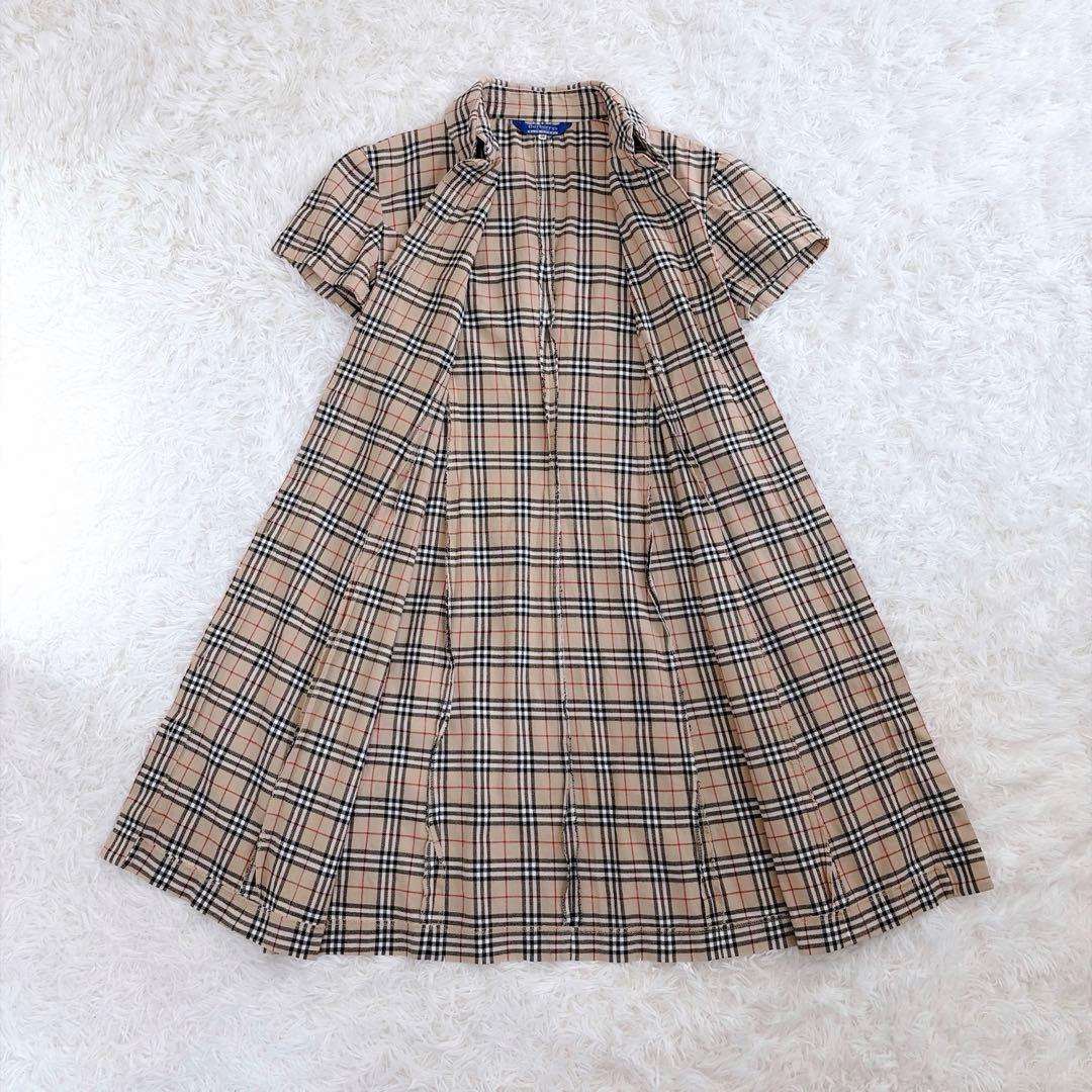 BURBERRY ノバチェック 半袖シャツワンピース38 美シルエット