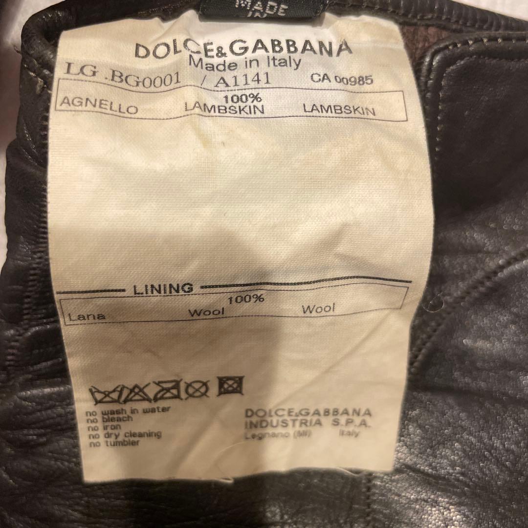 Dolce & Gabbana ダークブラウン手袋 ドルガバ　本革 ラムスキン