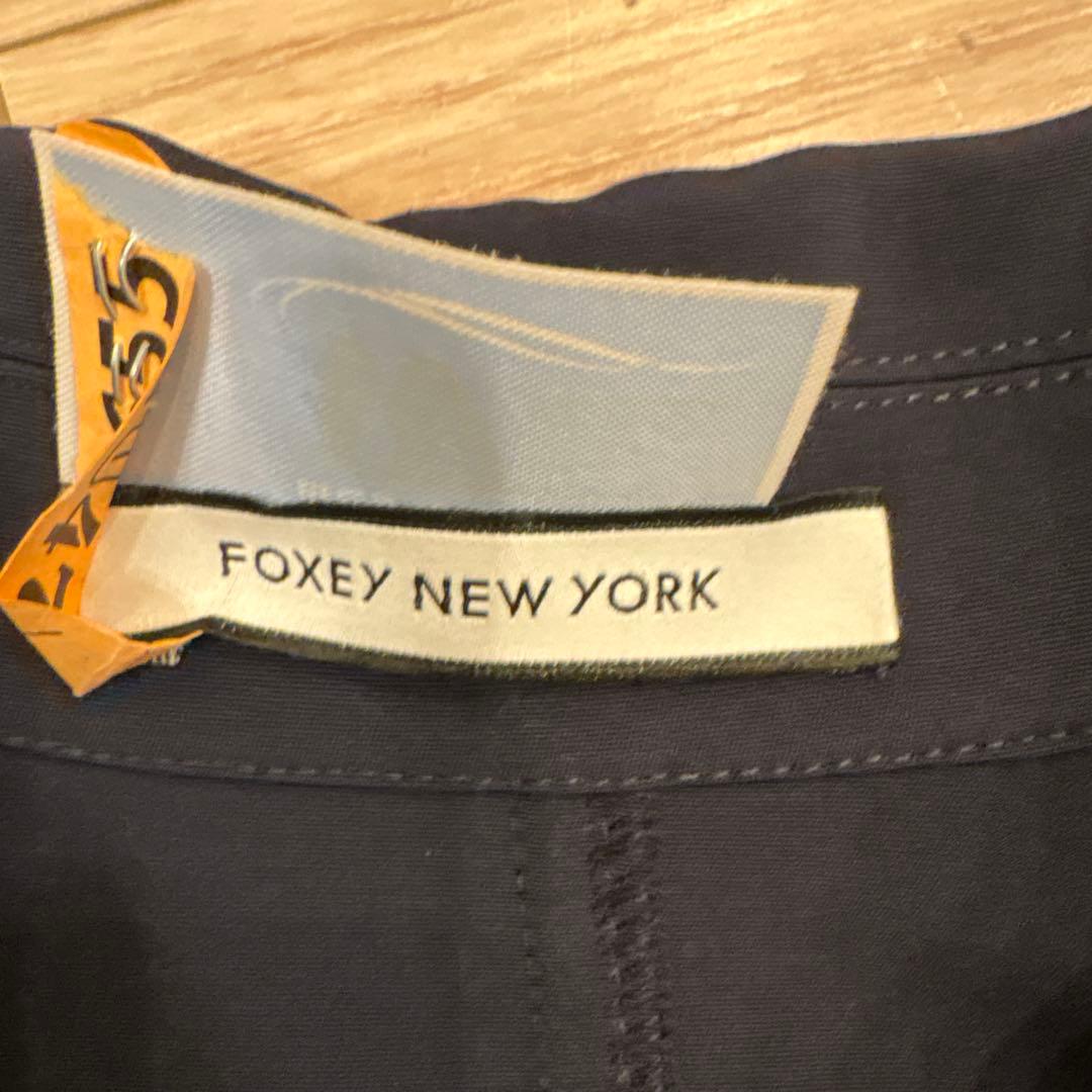 FOXEY NEW YORK ジップアップコート ネイビー　七分袖 ストレッチ