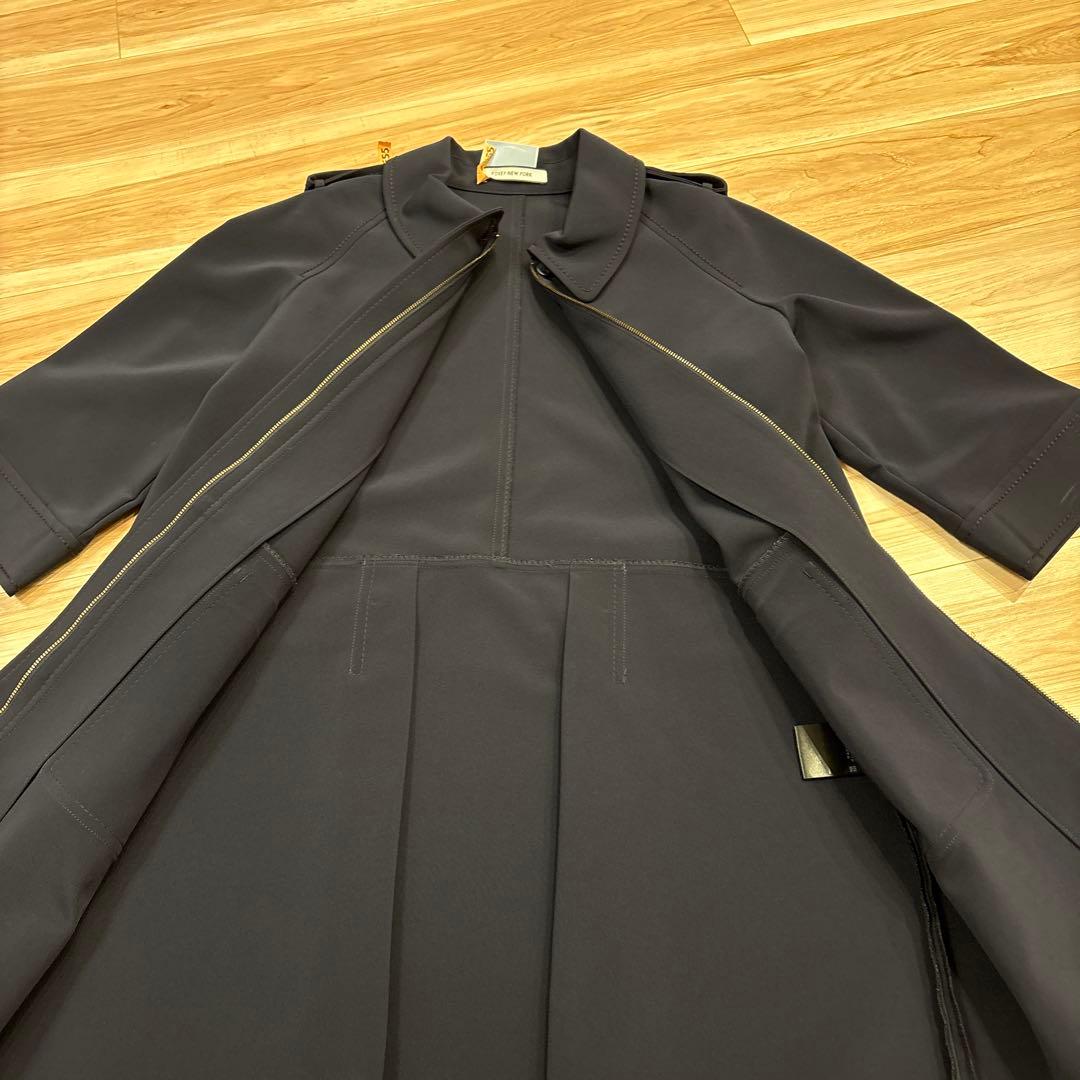 FOXEY NEW YORK ジップアップコート ネイビー　七分袖 ストレッチ