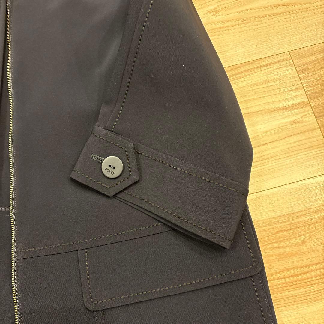 FOXEY NEW YORK ジップアップコート ネイビー　七分袖 ストレッチ