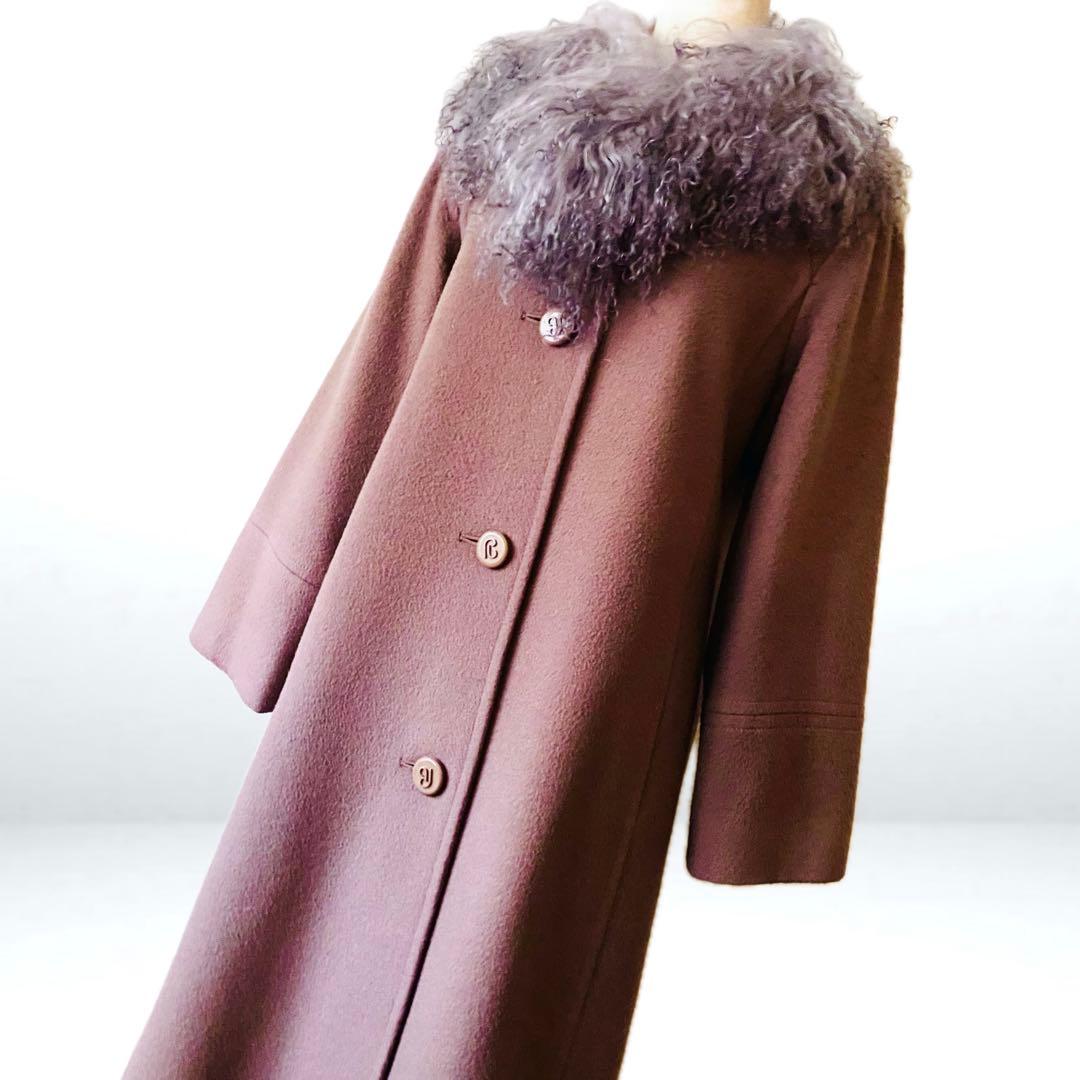 極美品✨◆PIERRE BALMAIN◆30万 チベットラムファーウールコート
