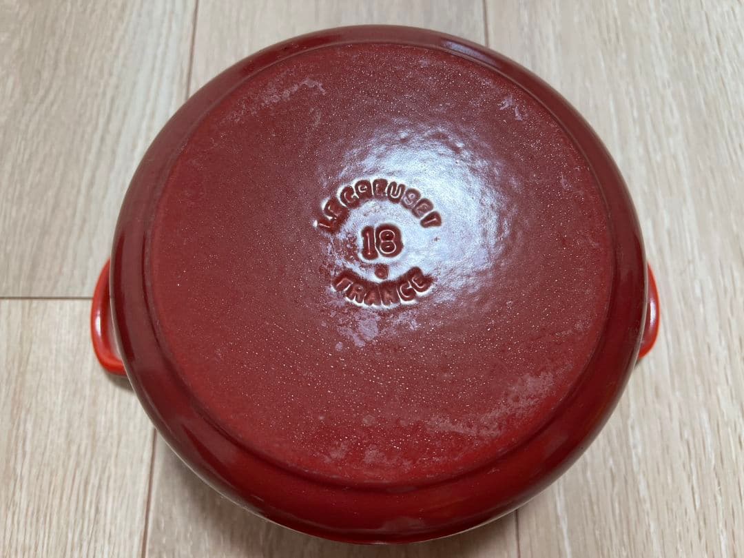【美品】ル クルーゼ ココット·ロンド 18cm チェリーレッド 両手鍋