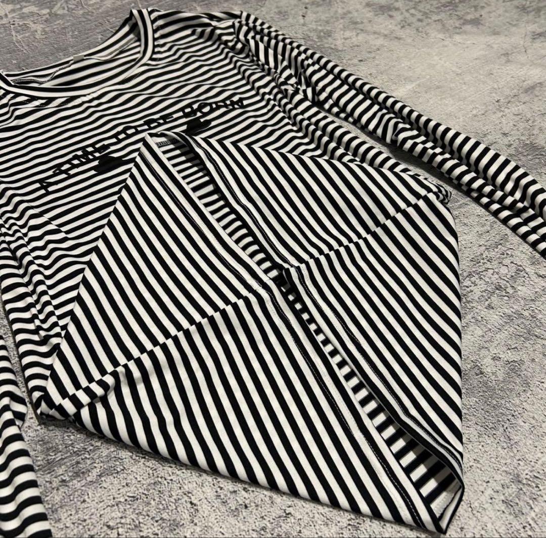 00s 骸骨Skull Stripe Tight Long T-shirts