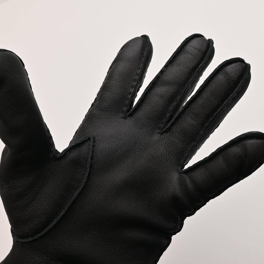 h*0様 DENTS デンツ カシミヤライナー レザーグローブ S ブラック 黒