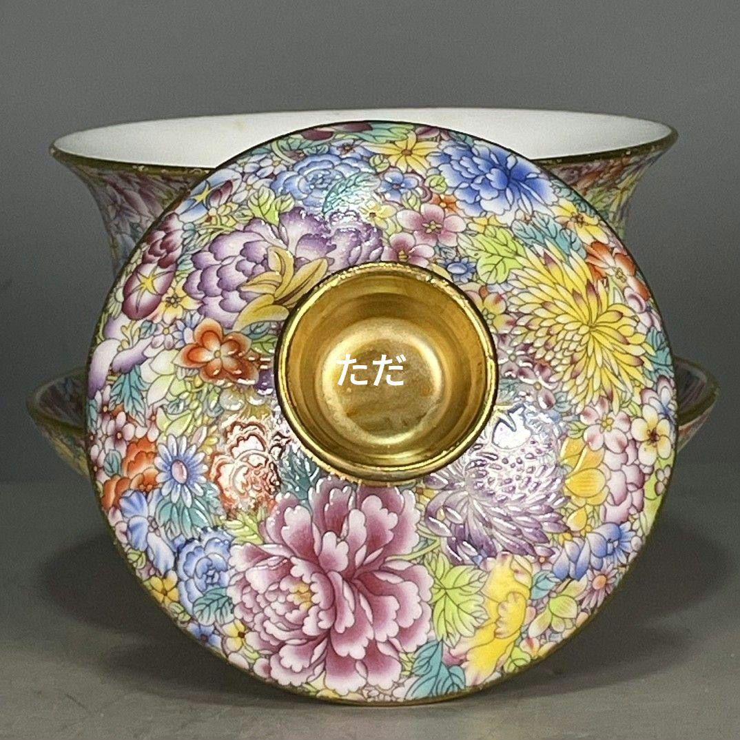 花卉模様三才蓋茶碗 中国茶器 景徳镇 蓋付き茶器 飲茶食器 煎茶具 未使用品