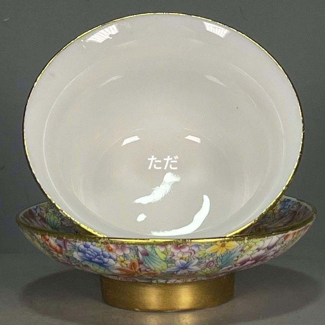 花卉模様三才蓋茶碗 中国茶器 景徳镇 蓋付き茶器 飲茶食器 煎茶具 未使用品