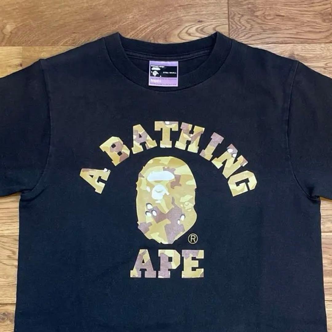 道 　A BATHING APE カモフラージュTシャツ 黒　XS
