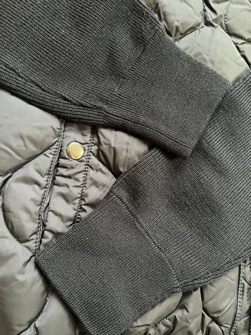 MONCLER ネイビー キルティング&ニット ジャンパー　L