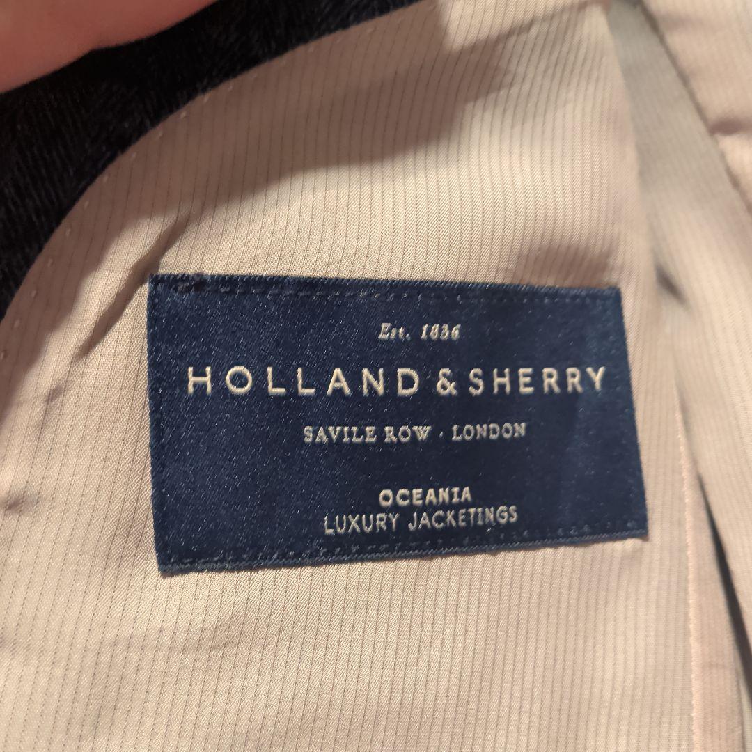 HOLLAND & SHERRY ブルーグレー ビジネスジャケット
