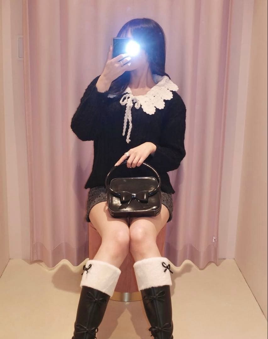トップス rouge.pomme scallop lace collar knit