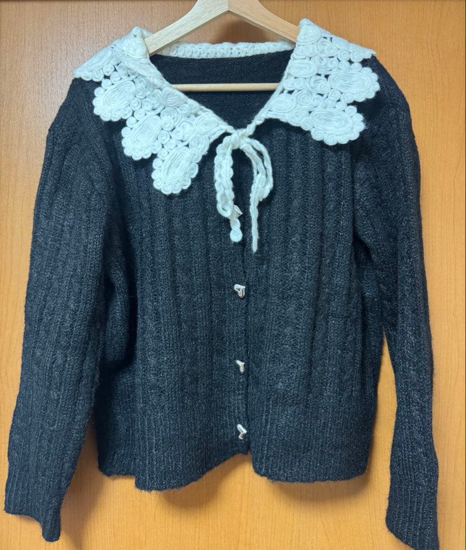トップス rouge.pomme scallop lace collar knit