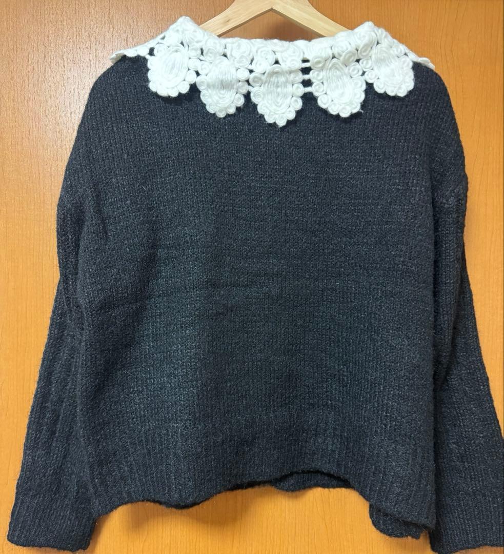 トップス rouge.pomme scallop lace collar knit