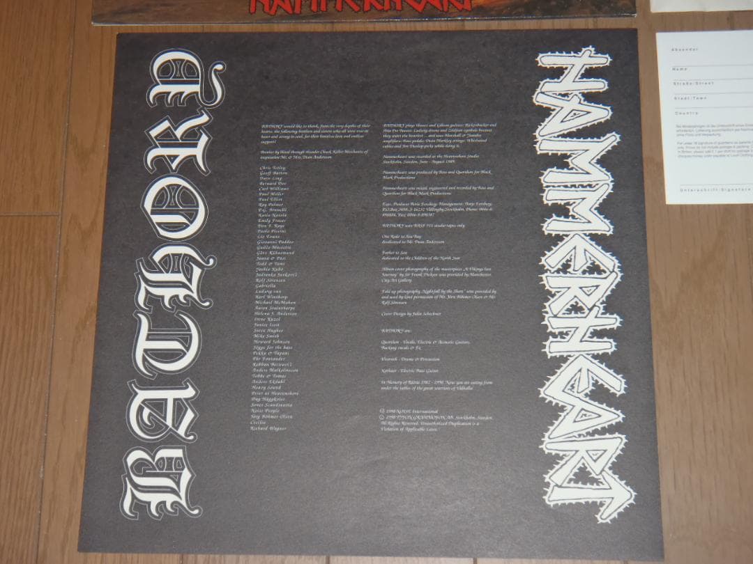 BATHORY　HAMMERHEART　輸入盤レコード　LP　バイキングメタル