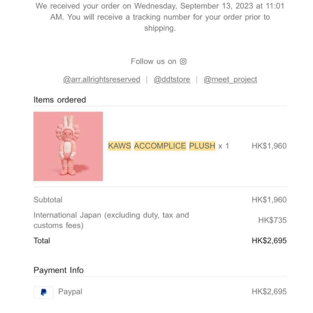 KAWS ACCOMPLICE PLUSH 2000体限定【最終値下げ】