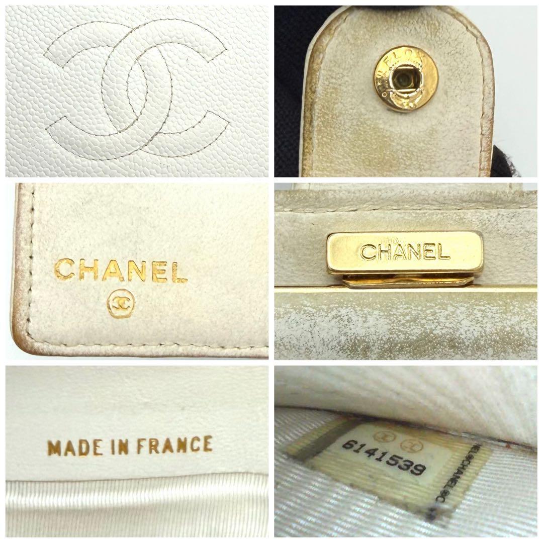 CHANEL シャネル ココマーク キャビンアスキン 長財布 ホワイト