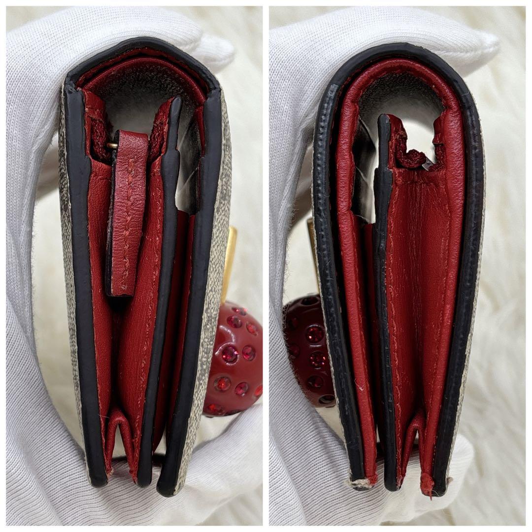 GUCCI ストーン抜けなし チェリー さくらんぼ 二つ折り財布 GG柄