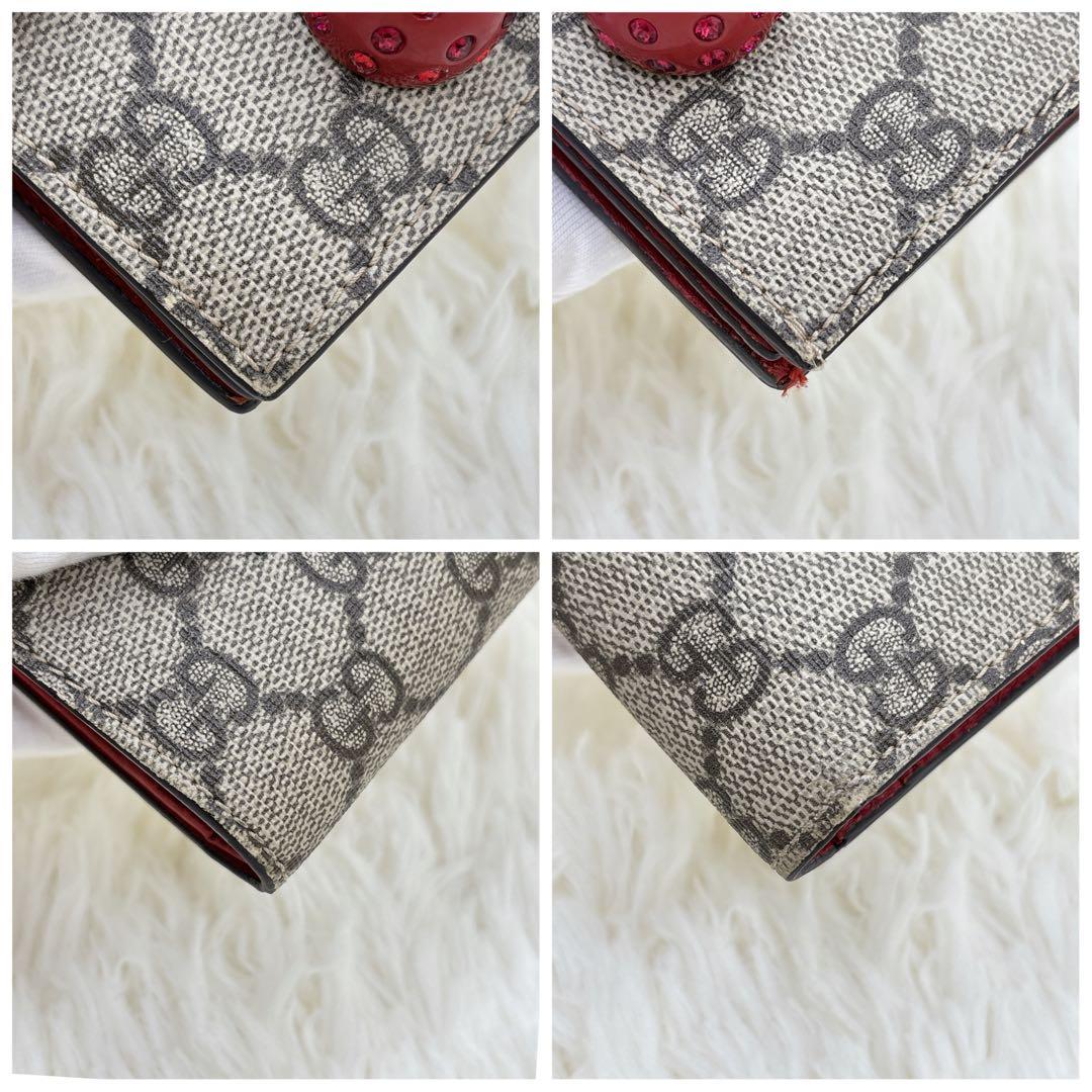 GUCCI ストーン抜けなし チェリー さくらんぼ 二つ折り財布 GG柄