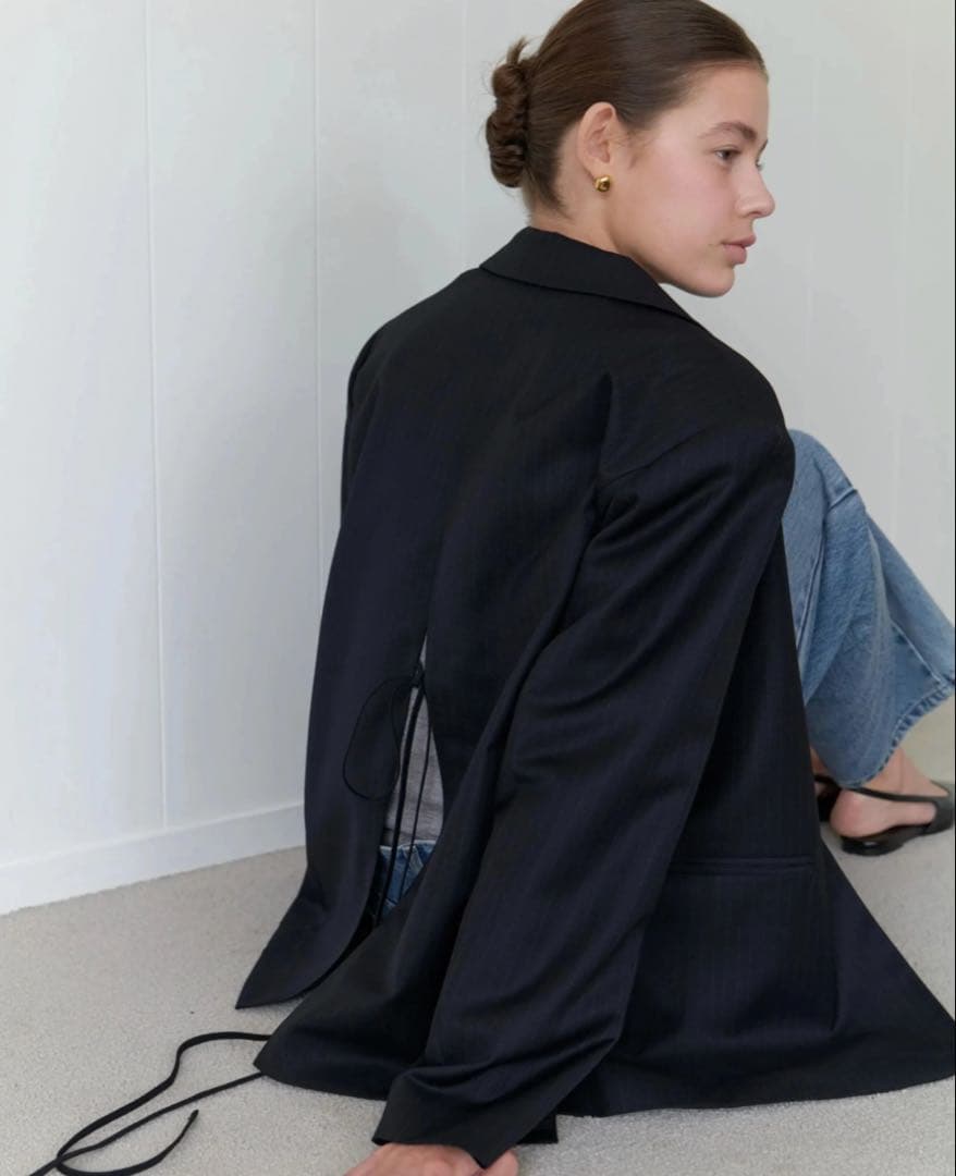 Na.e Stripe Over Jacket Navy ナエ ジャケット