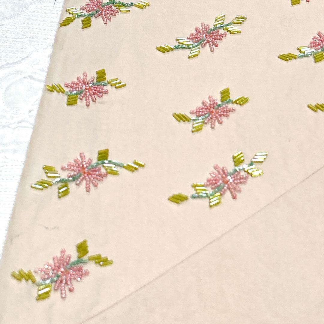 VIVIENNE TAM 刺繍＆ビーズ ロングスカート ベージュ チャイナモダン