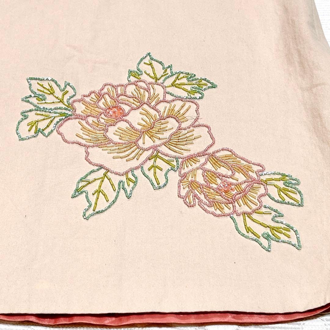 VIVIENNE TAM 刺繍＆ビーズ ロングスカート ベージュ チャイナモダン