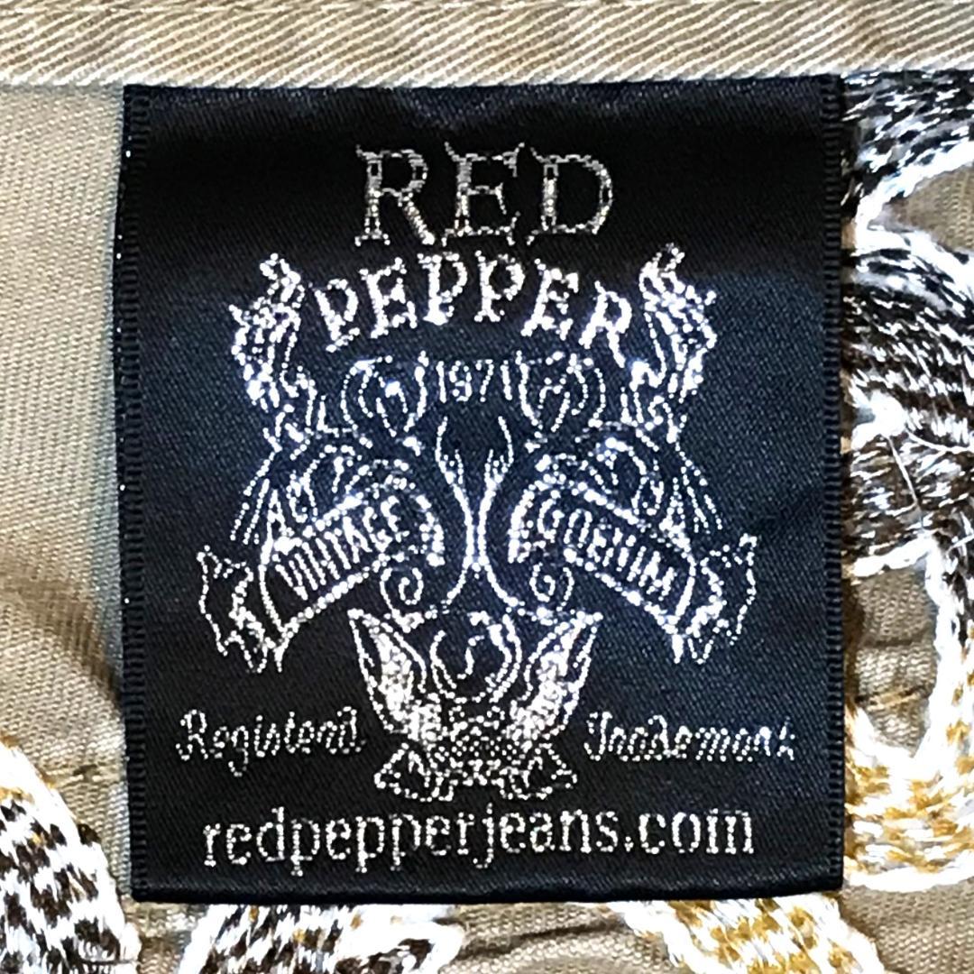 メンズ【美品 Red Pepper Ed Hardy】32 刺繍 スカル タトゥ