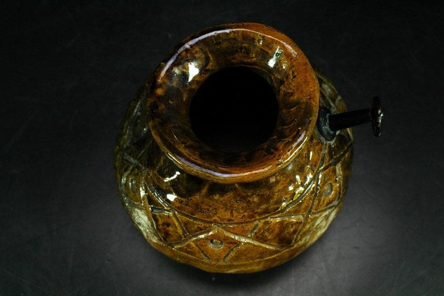 茶道具 大樋長楽 蹲花生 共箱(K-A654)