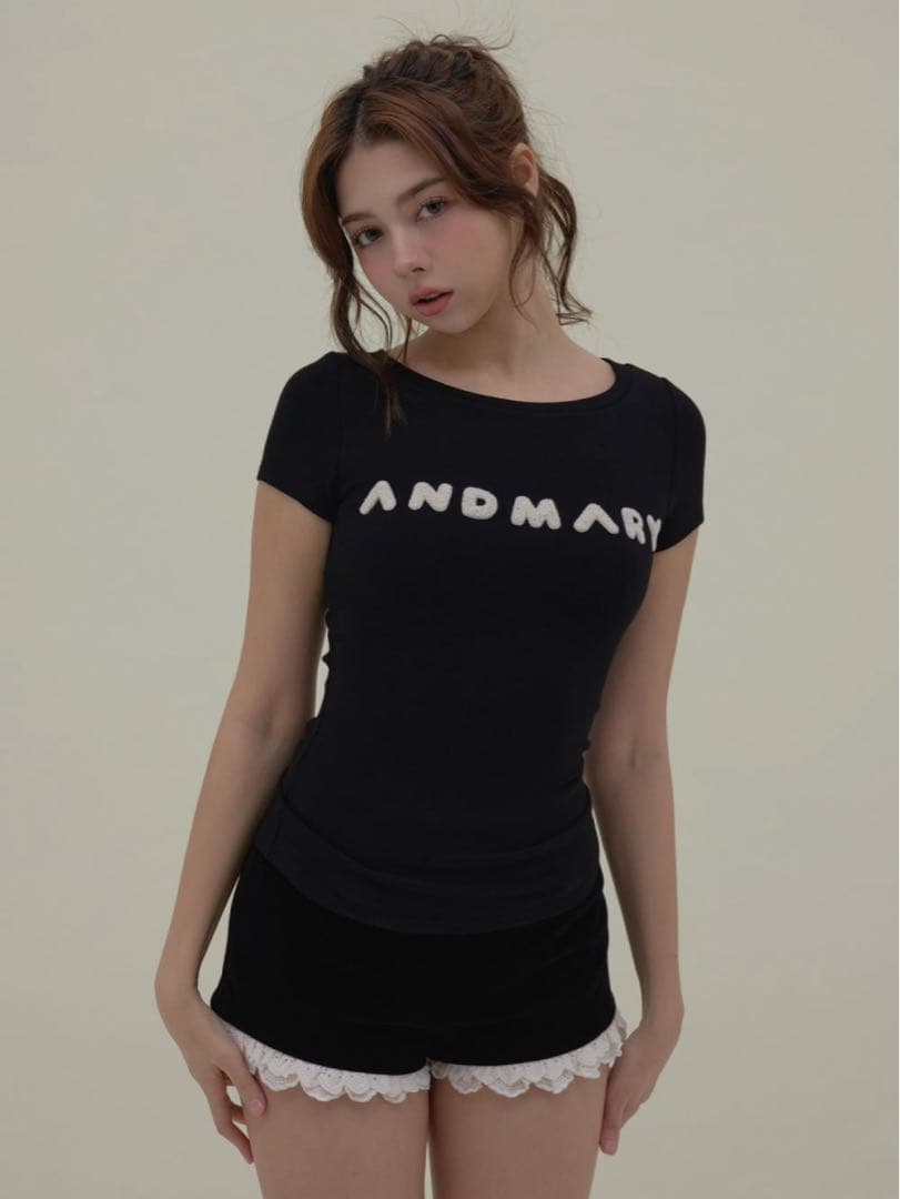 ブラック　ANDMARY Mary logo tops Tシャツ