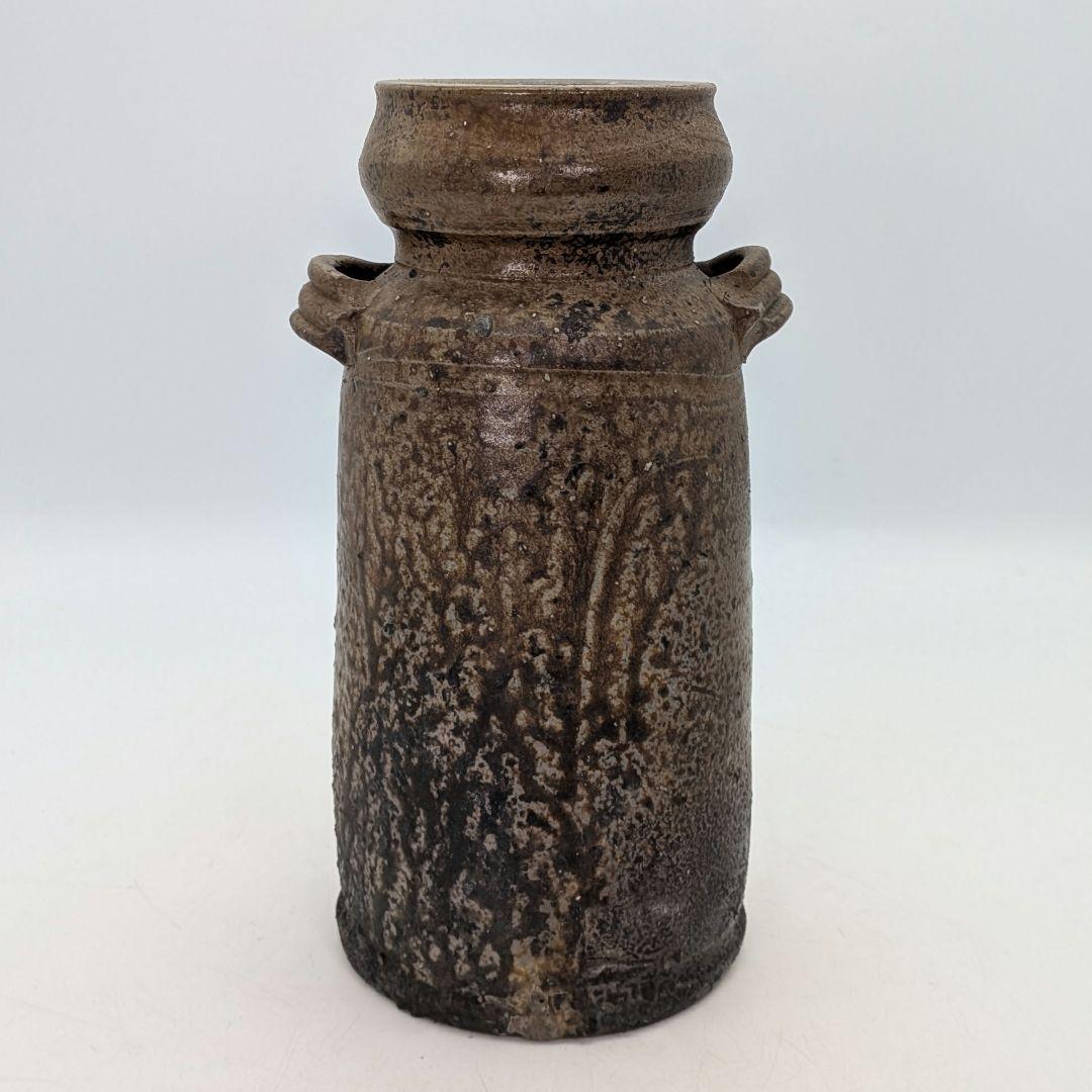 唐桶報徳 備前焼 耳付花入 共箱栞 花器 フラワーベース 花瓶 花生 華道具