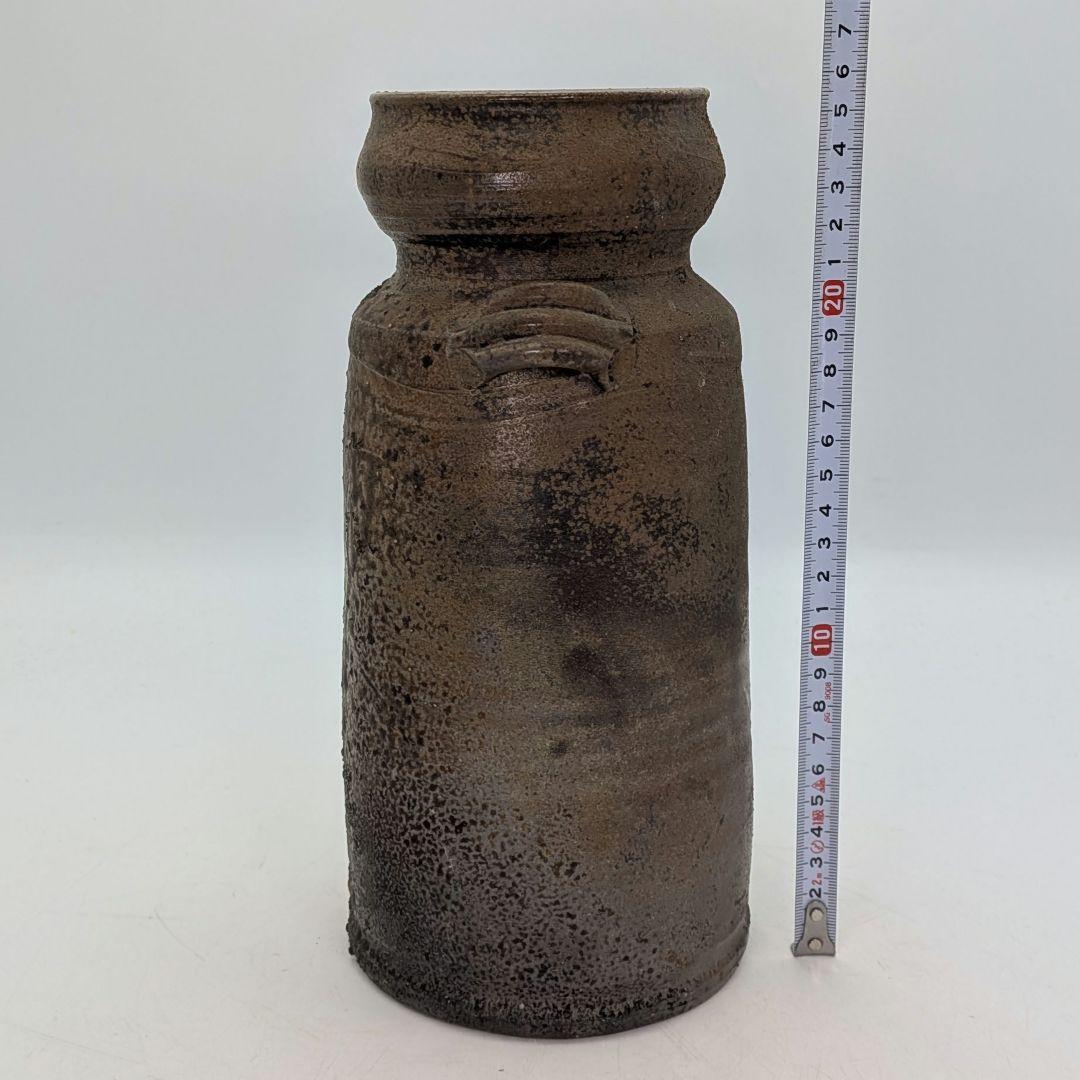 唐桶報徳 備前焼 耳付花入 共箱栞 花器 フラワーベース 花瓶 花生 華道具