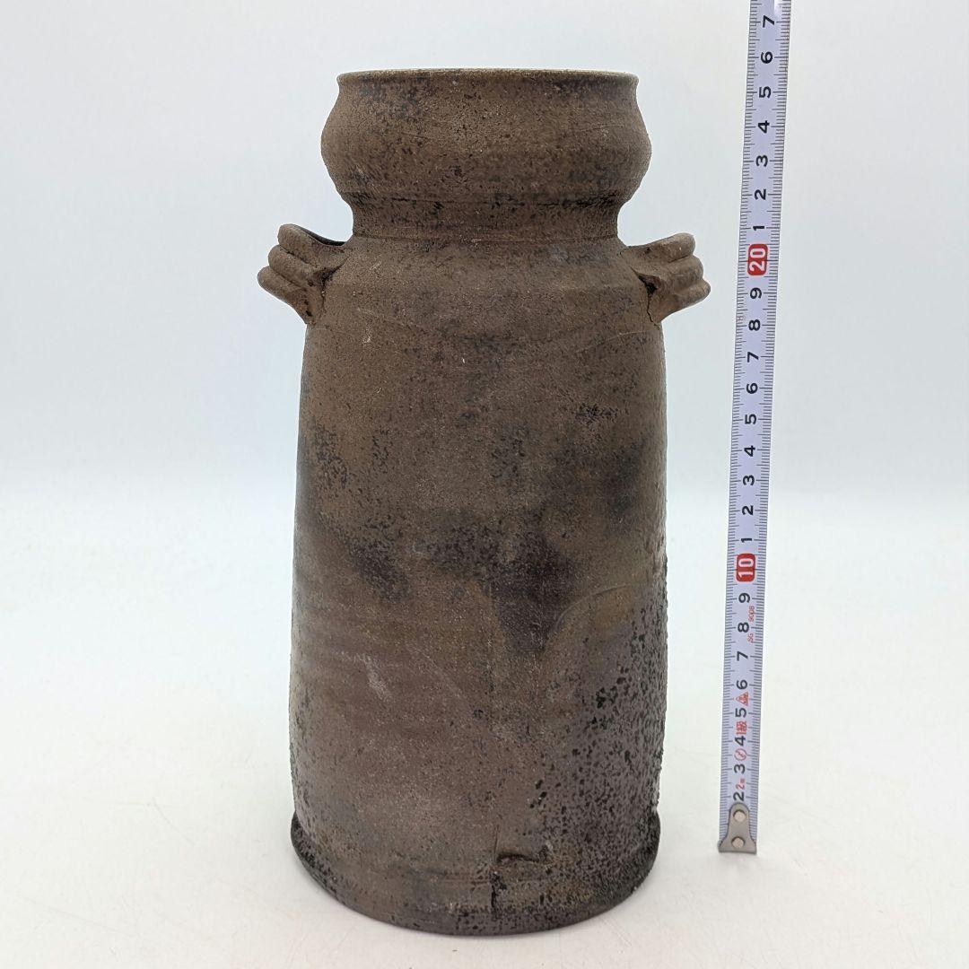 唐桶報徳 備前焼 耳付花入 共箱栞 花器 フラワーベース 花瓶 花生 華道具