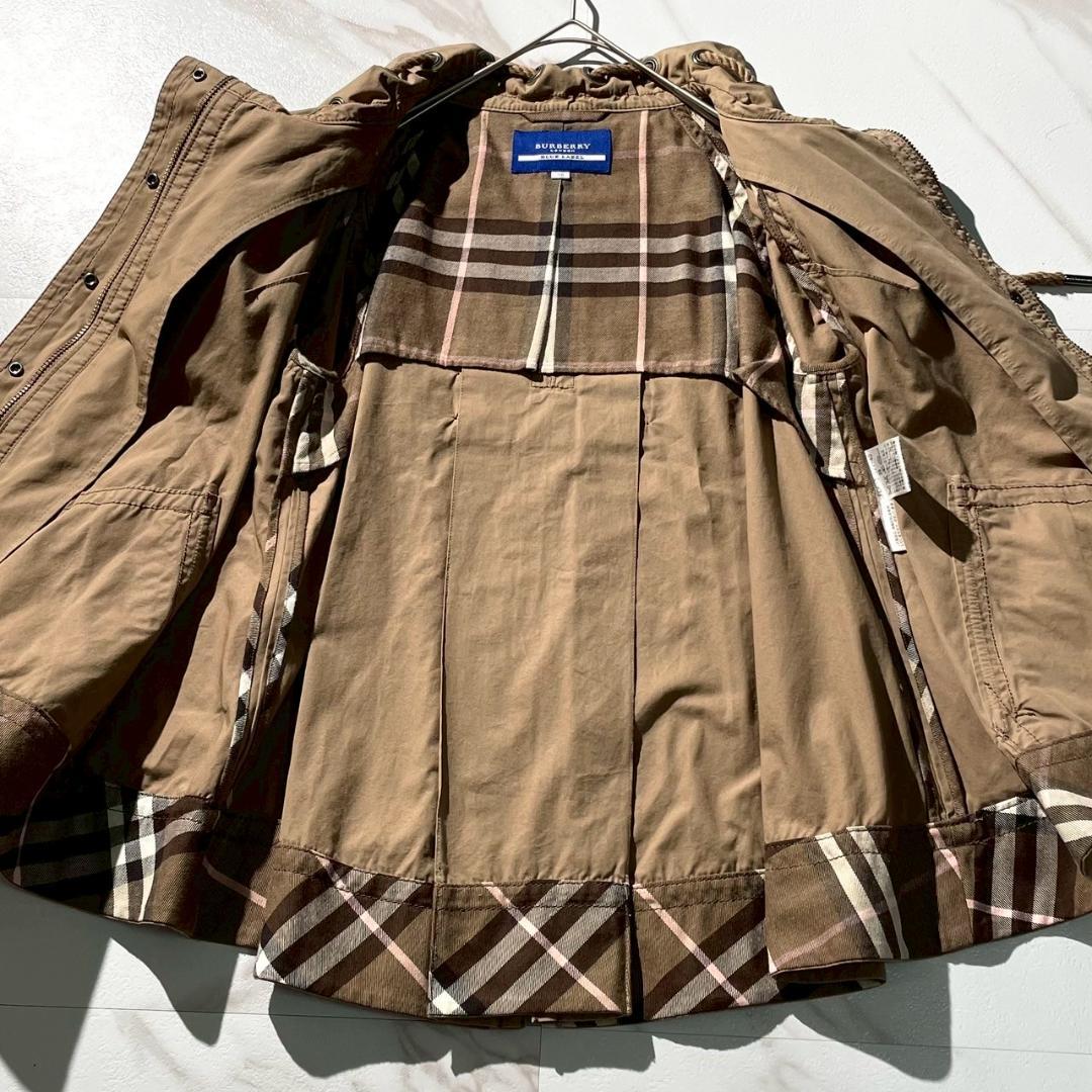 美品✨バーバリーブルーレーベル コート ミリタリー ブラウン M ノバチェック