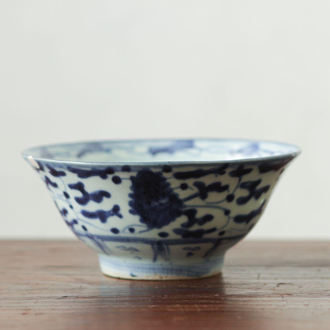 青花　古陶磁　中国　清朝期　茶碗　鉢　中国　清朝期