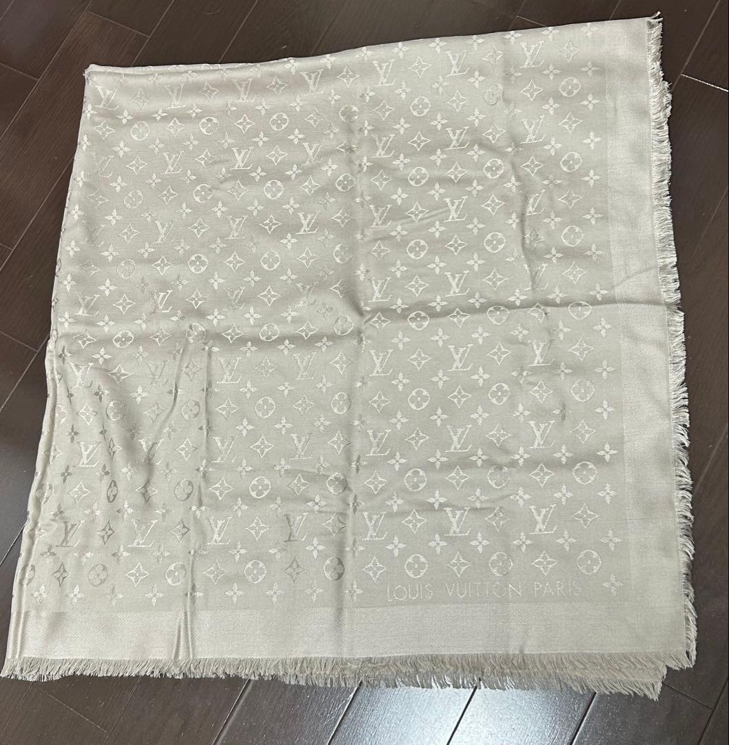 LOUIS VUITTON ショール・モノグラム グレージュ／グレー ストール