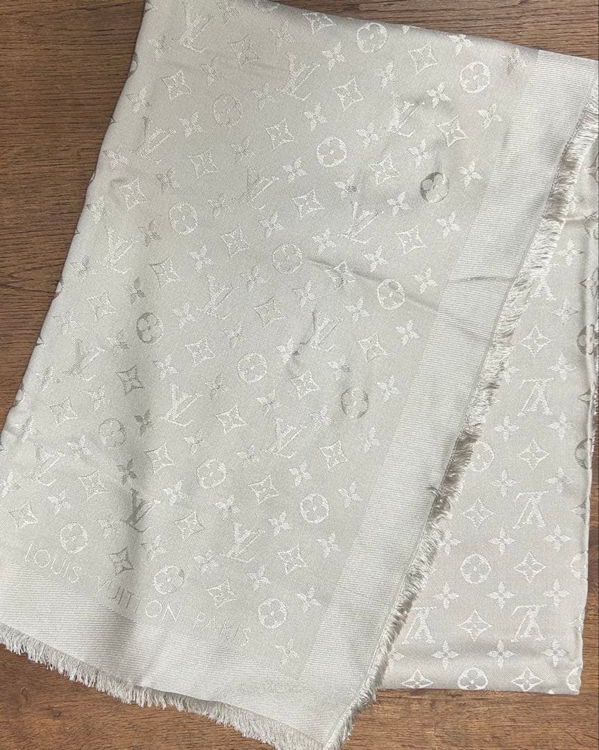 LOUIS VUITTON ショール・モノグラム グレージュ／グレー ストール