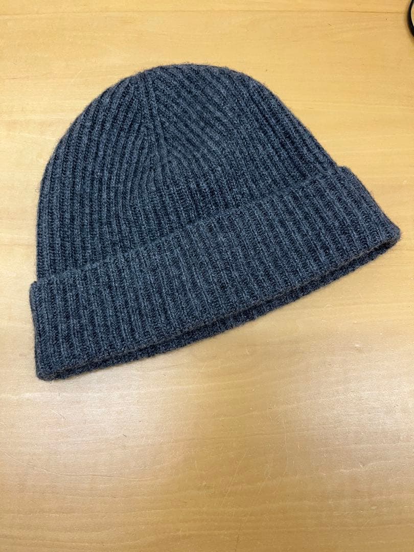 Johnstons カシミヤ リブニットキャップ　グレー