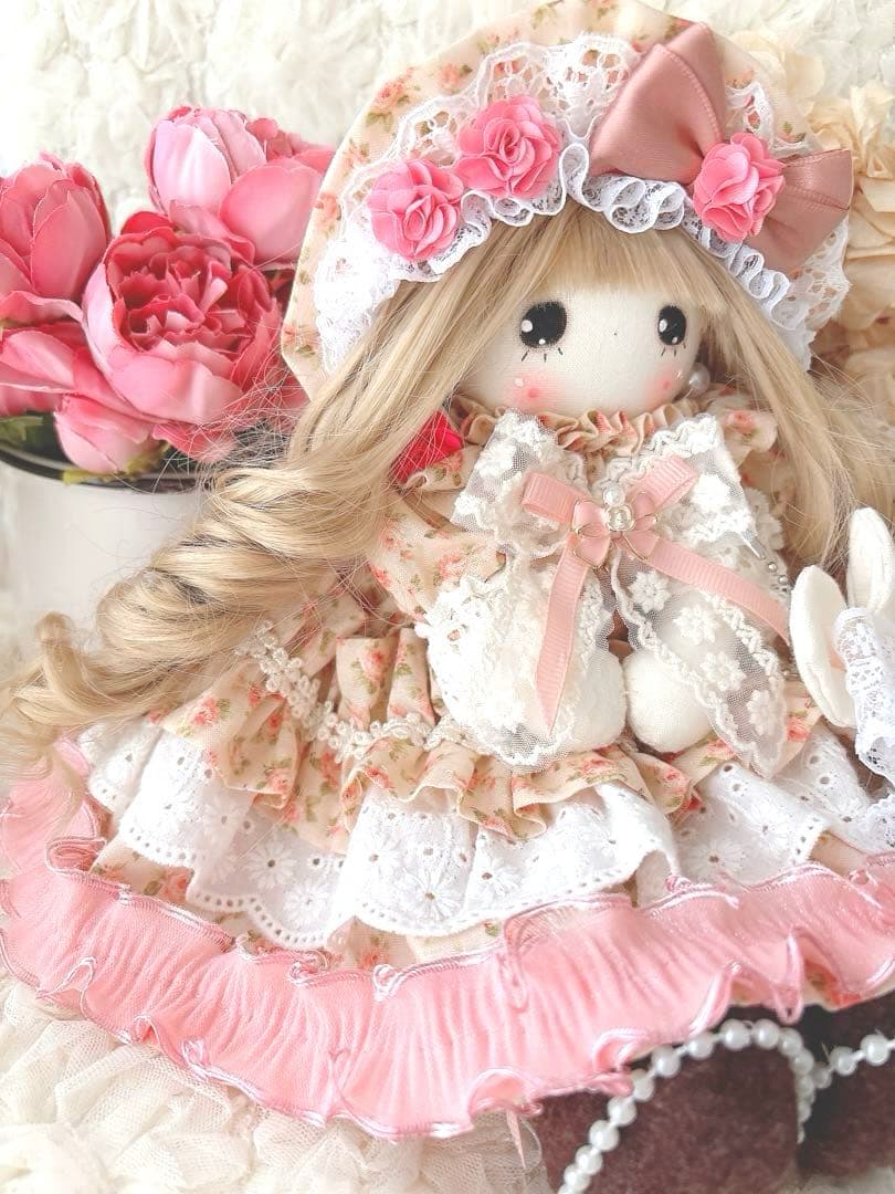 カントリードール♡ハンドメイド♡お人形♡サーモンピンク♡
