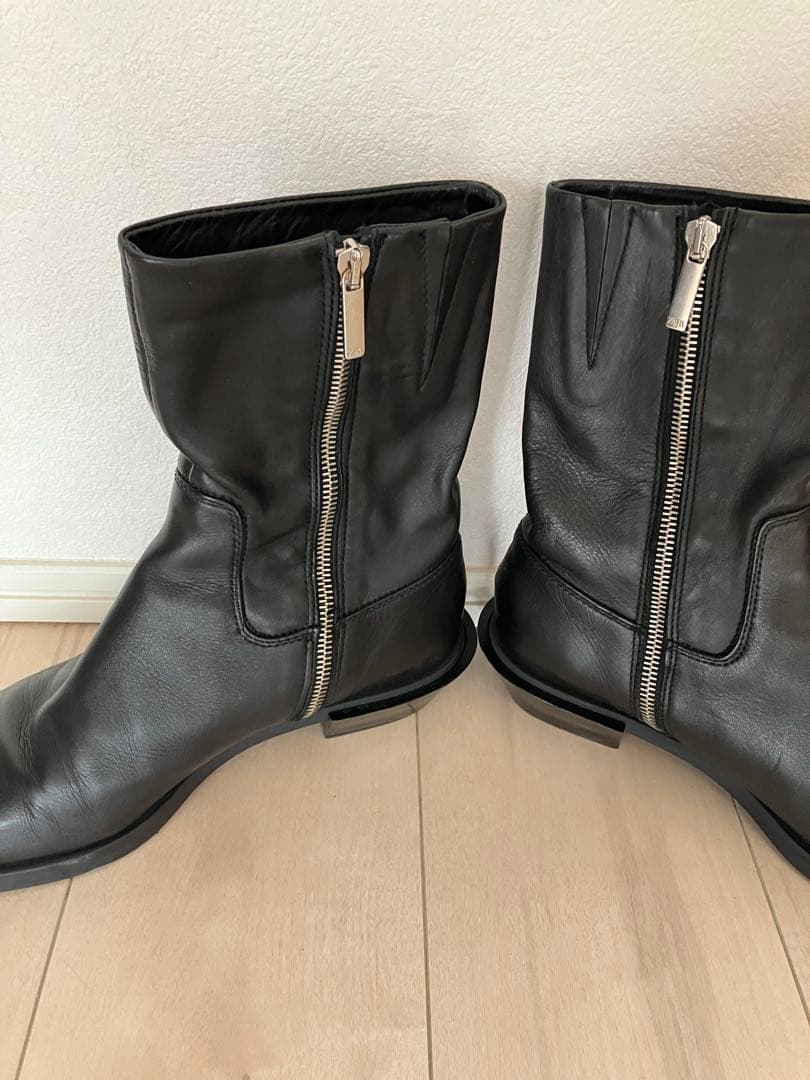 ZARA ブラックレザー サイドジッパーブーツ スクエアトゥ　サイズ40