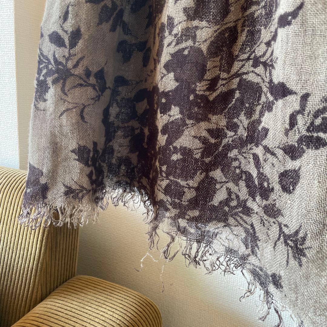 パドカレ pas de calais 大判 ストール 花柄デザイン グレー系