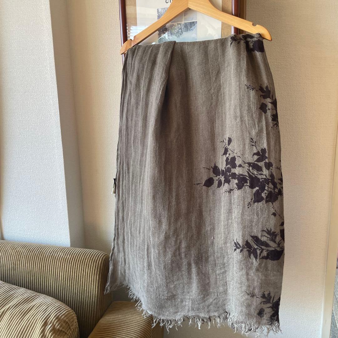 パドカレ pas de calais 大判 ストール 花柄デザイン グレー系