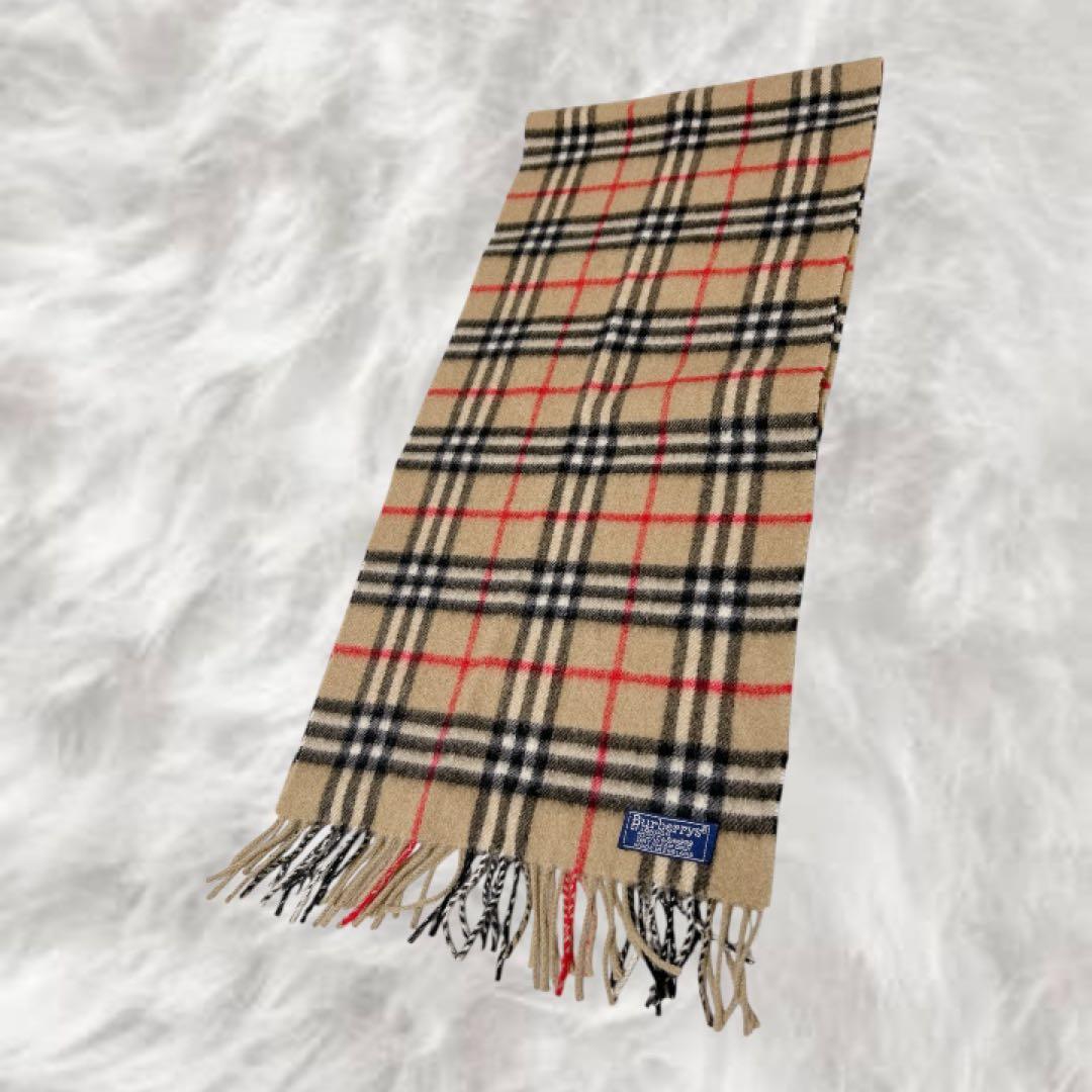 極美品 Burberry バーバリー チェック柄 マフラー カシミヤ100%