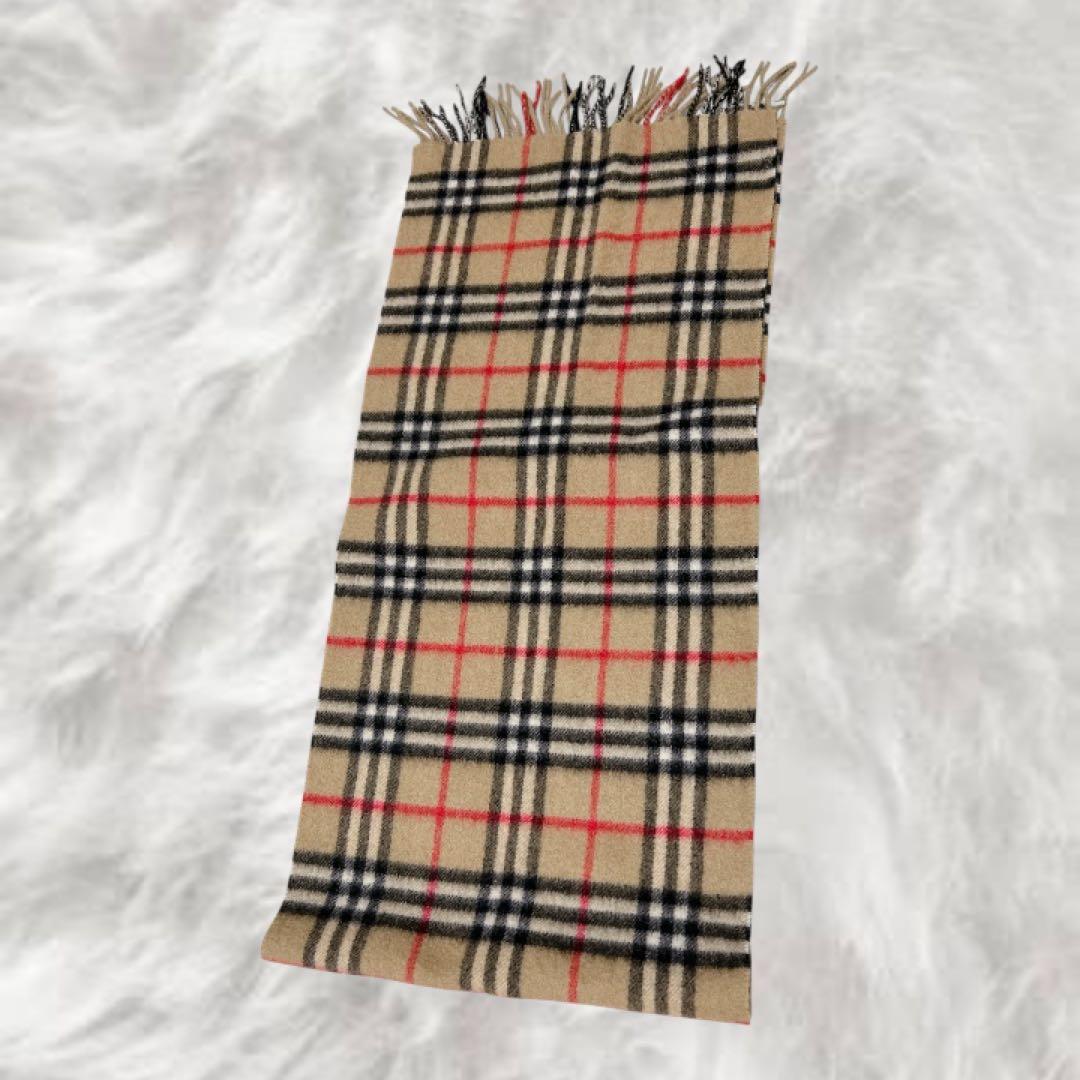 極美品 Burberry バーバリー チェック柄 マフラー カシミヤ100%