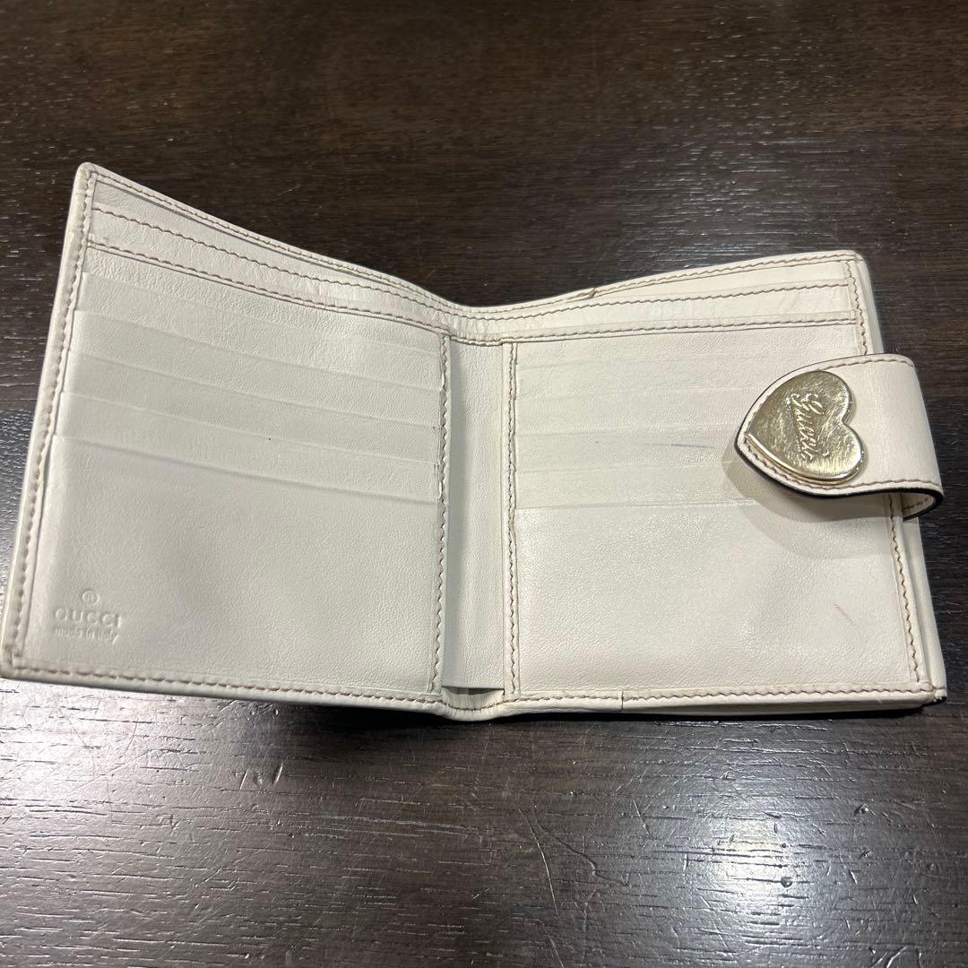 GUCCI 二つ折り財布 GGキャンバス レザー ゴールドハート