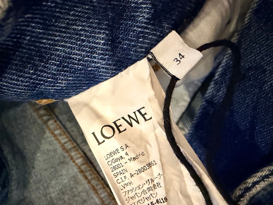 【m】LOEWE アナグラム 刺繍入りデニムショートパンツ
