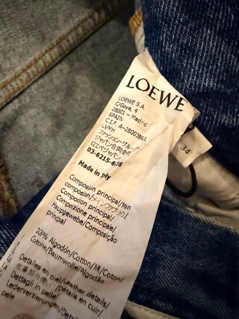 【m】LOEWE アナグラム 刺繍入りデニムショートパンツ